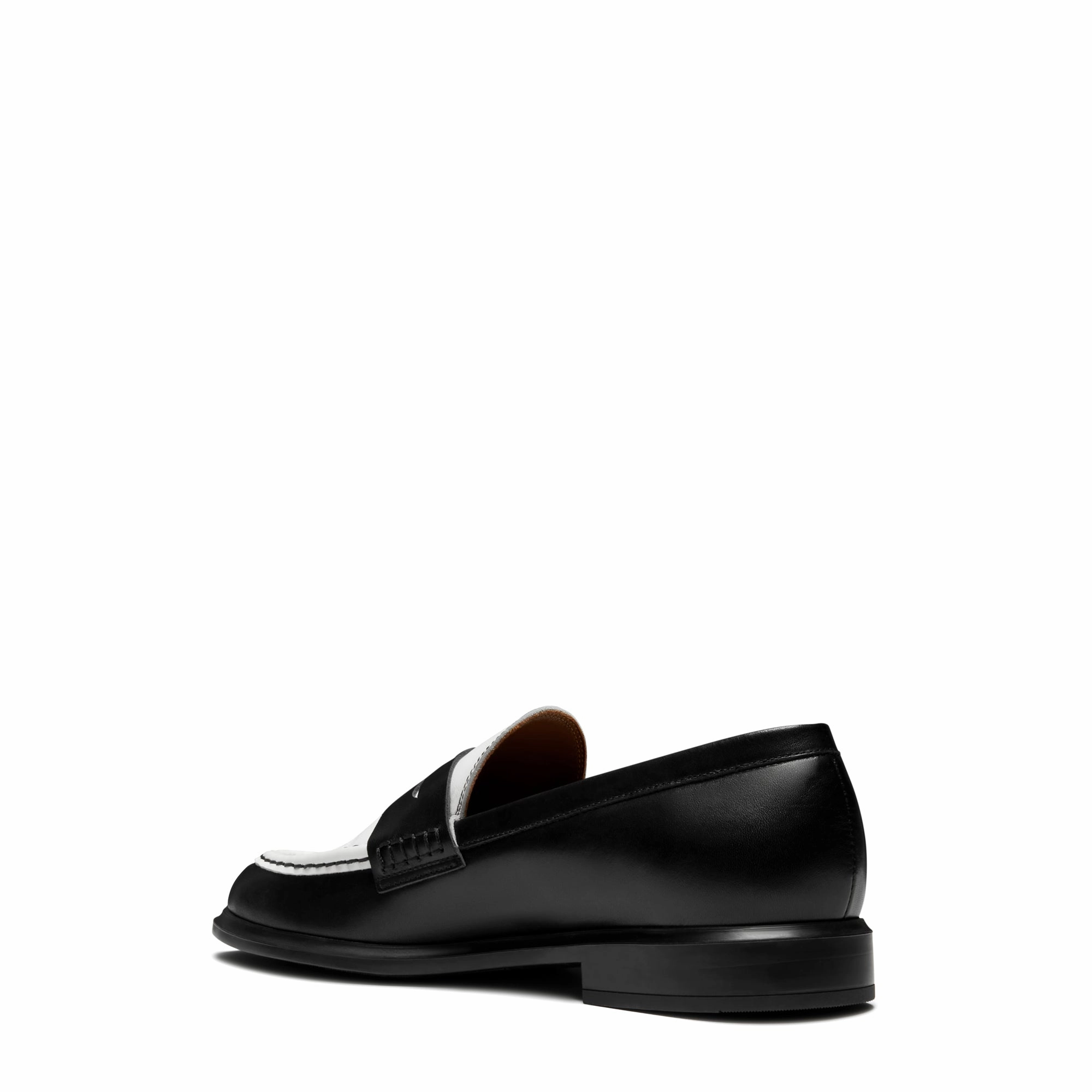 Simple Cut Vend?me Blandine black and white calfskin leather loafers