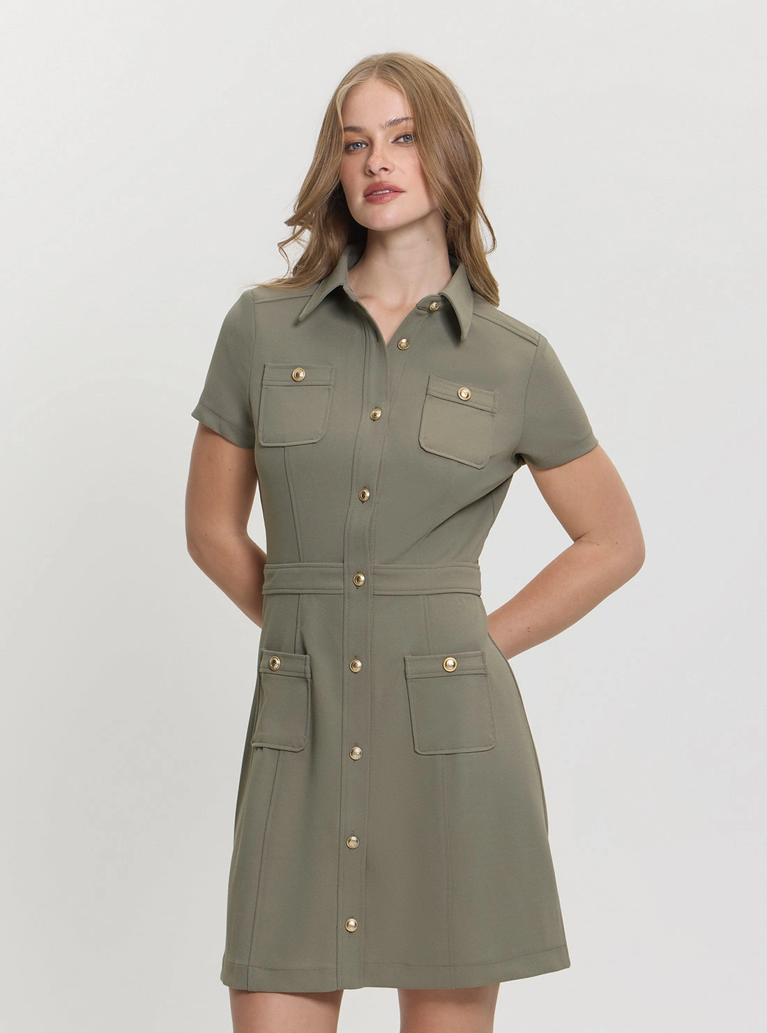 Green Elora Pockets Mini Dress Winter Classic Pure Look