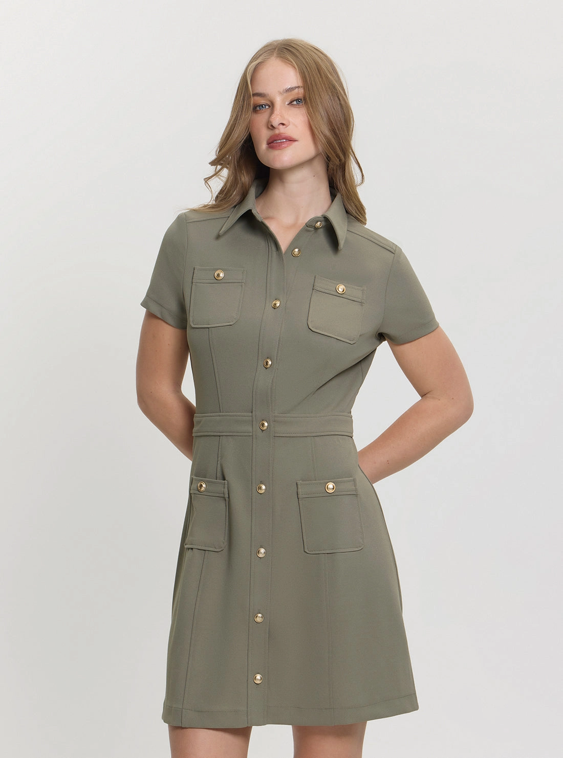 Clean Base Green Elora Pockets Mini Dress