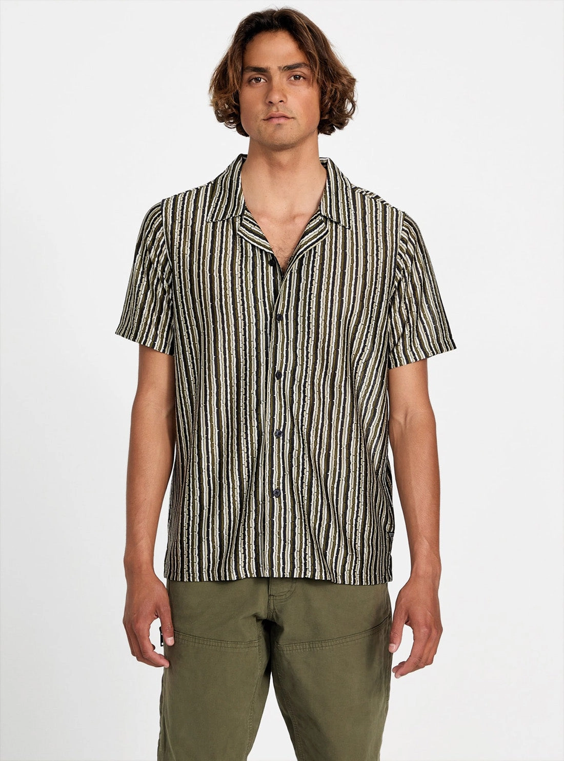 Cruise Collection Stretchable Fabric Green Wyatt Stripe Resort Shirt