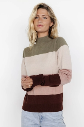 No Ride Up Porter Color Block Sweater | Olive Multi