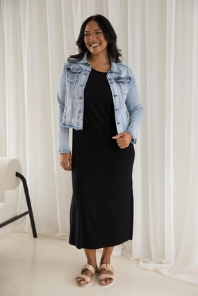 Odor Resistant Coating Weatherproof Barrier PQ Collection Frayed Hem Denim Jacket