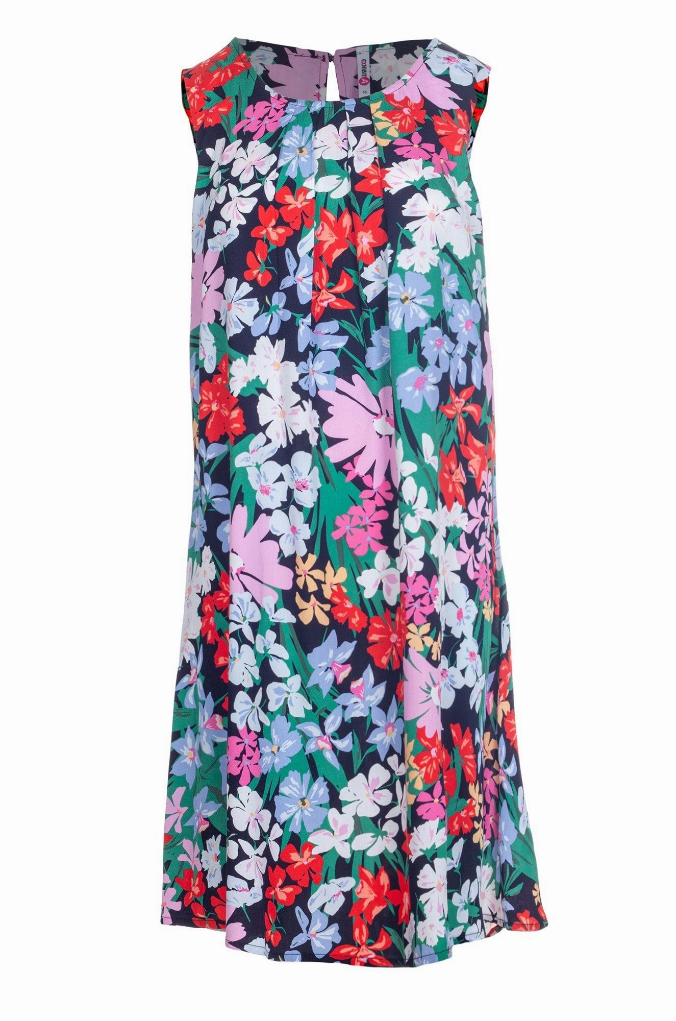Weekend Chic Soft Feel Printed Viscose A-line Dress | Multi Navy Flower | 3340A1