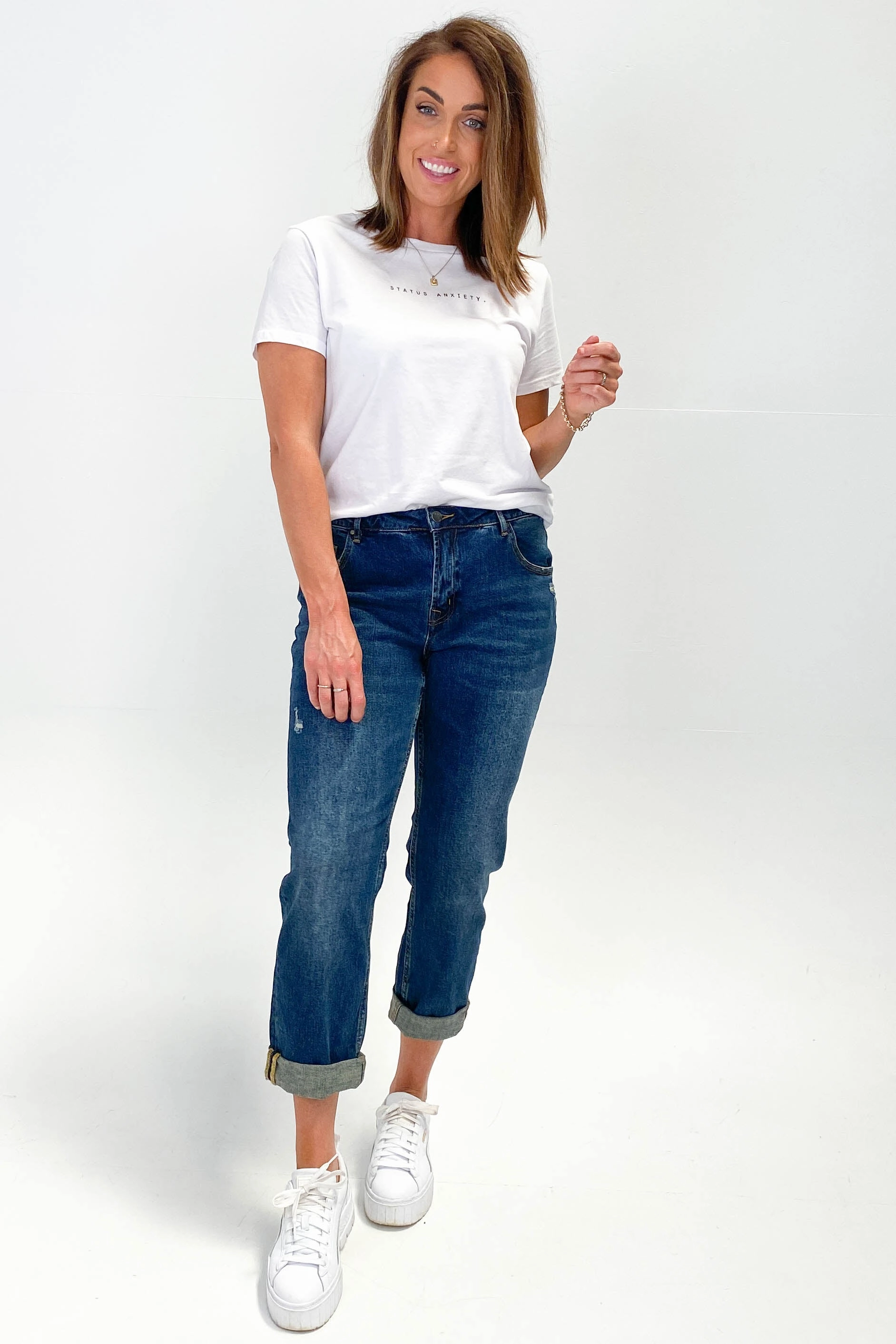 Mood Fit Shine On Label Marlowe Boyfriend Jean Vintage Indigo