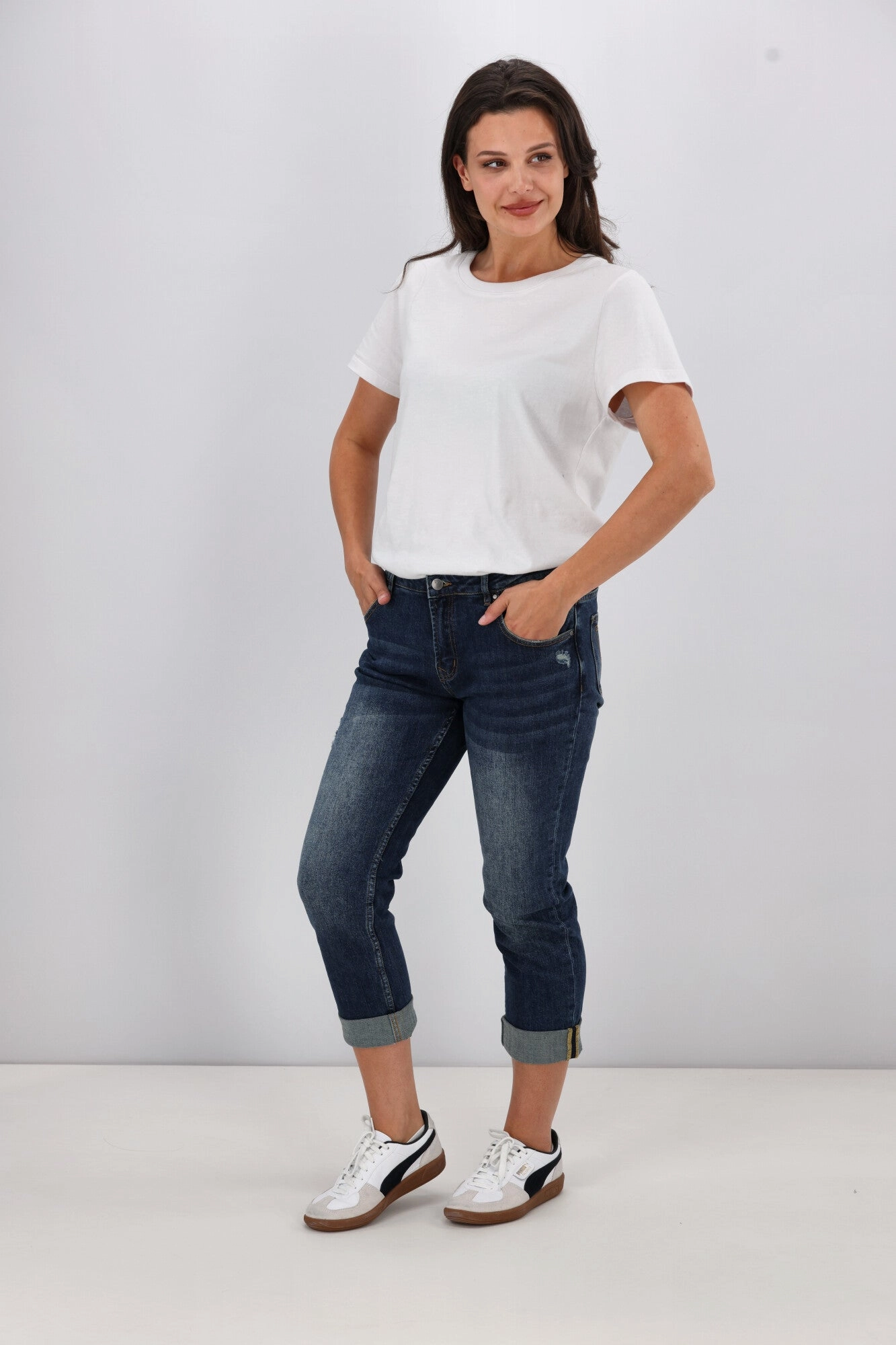 Squat Proof Fabric Shine On Label Marlowe Boyfriend Jean Vintage Indigo