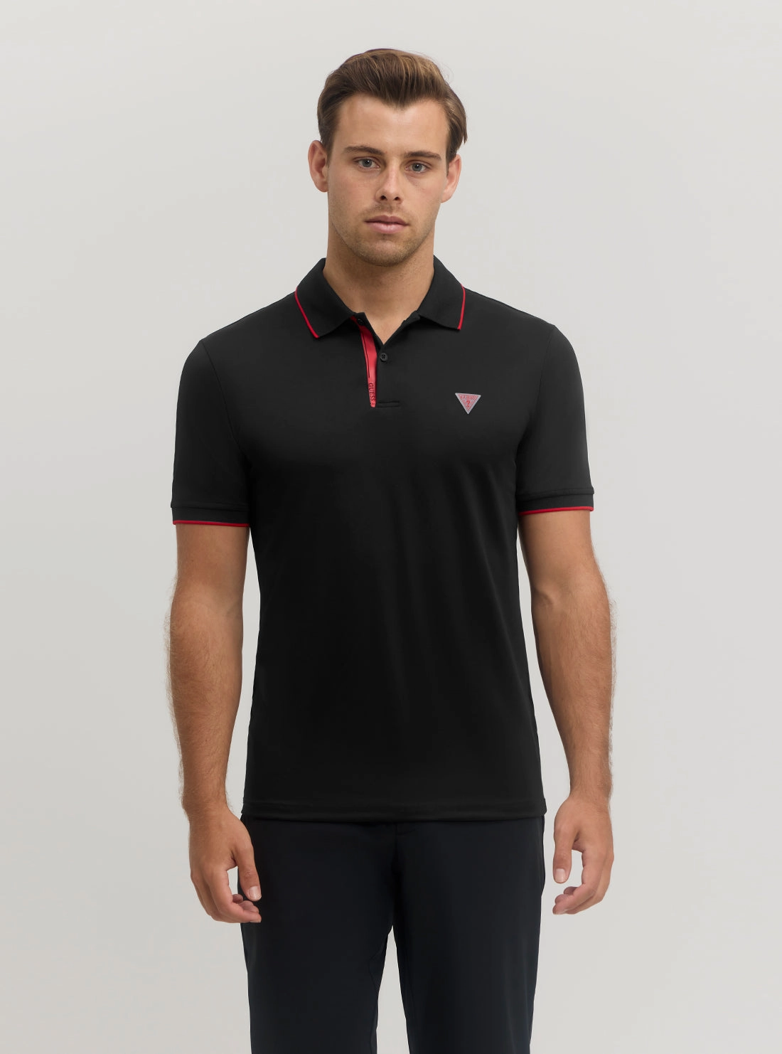 Black Stretch Polo Shirt Quick Dry Technology