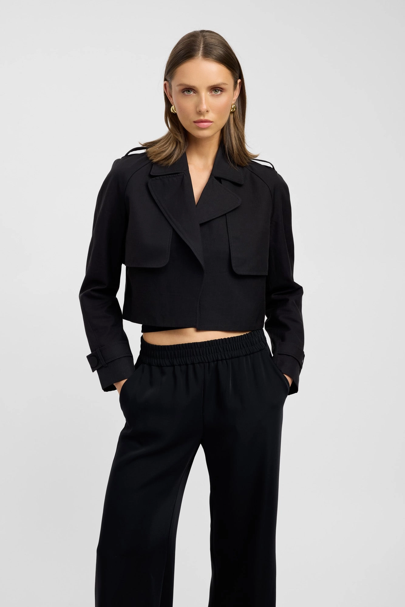Willa Cropped Trench Fleece Lined Interior anti static coating