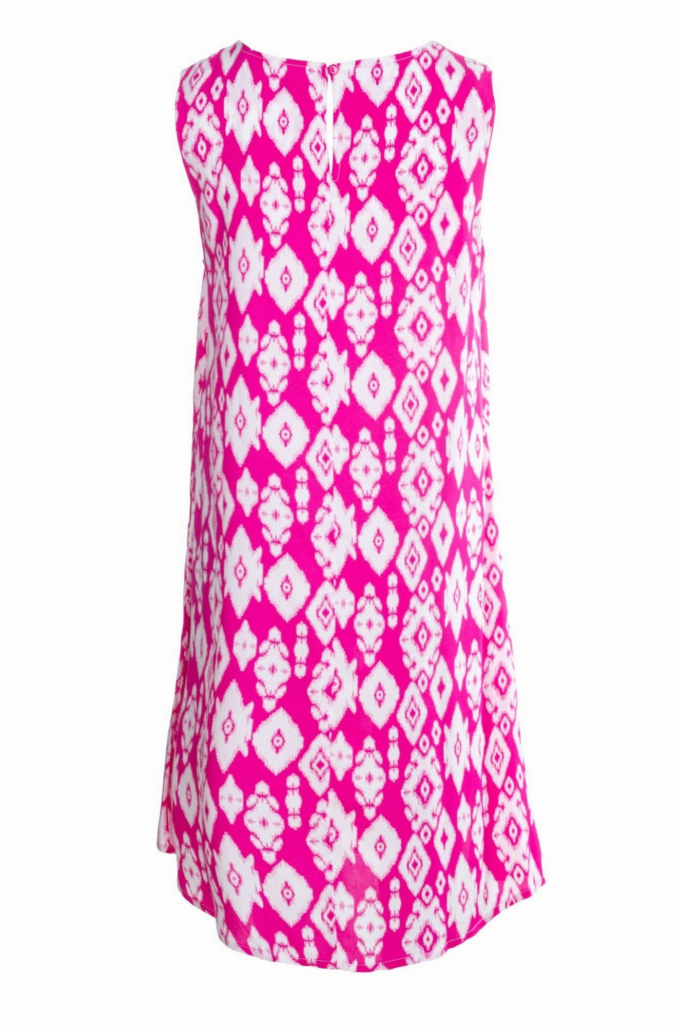 Printed Viscose A-line Dress | Cerise White Aztec | 3340A1 Soft-Lining Charming Design