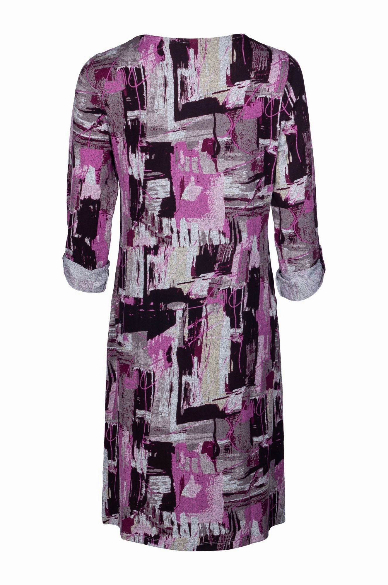 Urban Edge Printed Warm Touch Dress | Pink Black Abst Geo | 7914B1