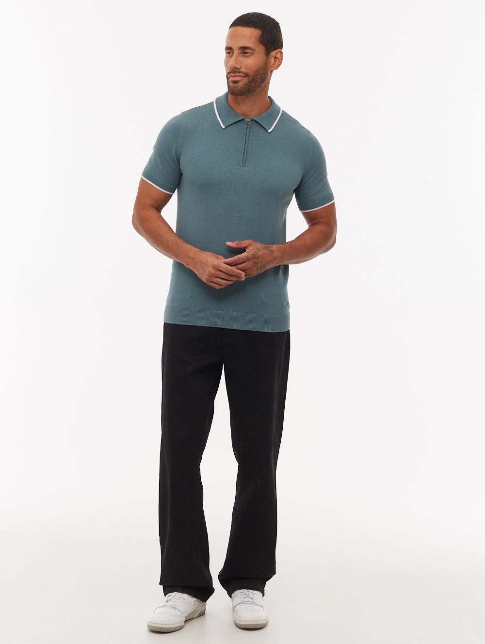 Settio Knit Polo Shirt - Green SingleJersey Knit Stylish Detail