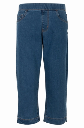 Sharp Vibe No Gap Waistband Pull on Mid Calf Jeans | MID INDIGO | 6506A1