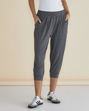 Betty Basics 3/4 Tokyo Pant Charcoal Stripe Unisex Style Winter Sports