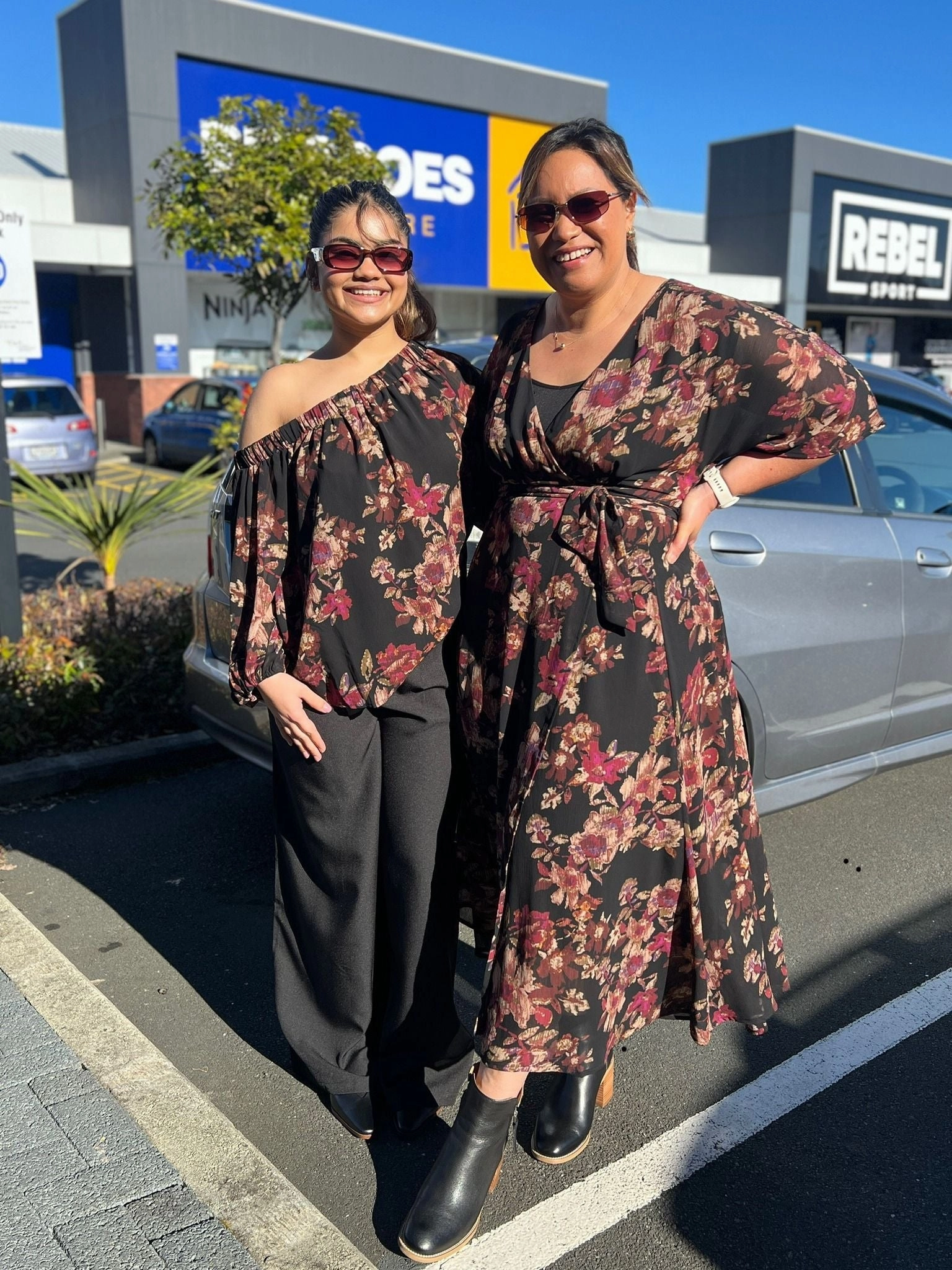 Celebration By Shine On Giselle Wrap Dress Floral Black Calm Fit Simple Spirit