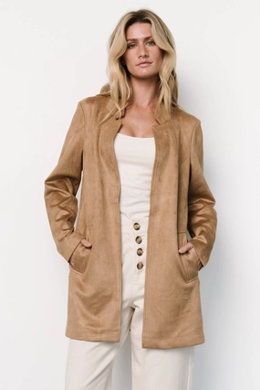 Everyday Fit Style Queenie Faux Suede Jacket | Camel