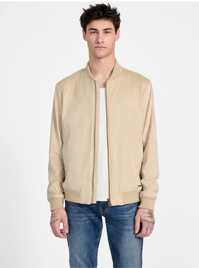 Windproof Cuffs Eco Beige Faux-Suede Flight Jacket