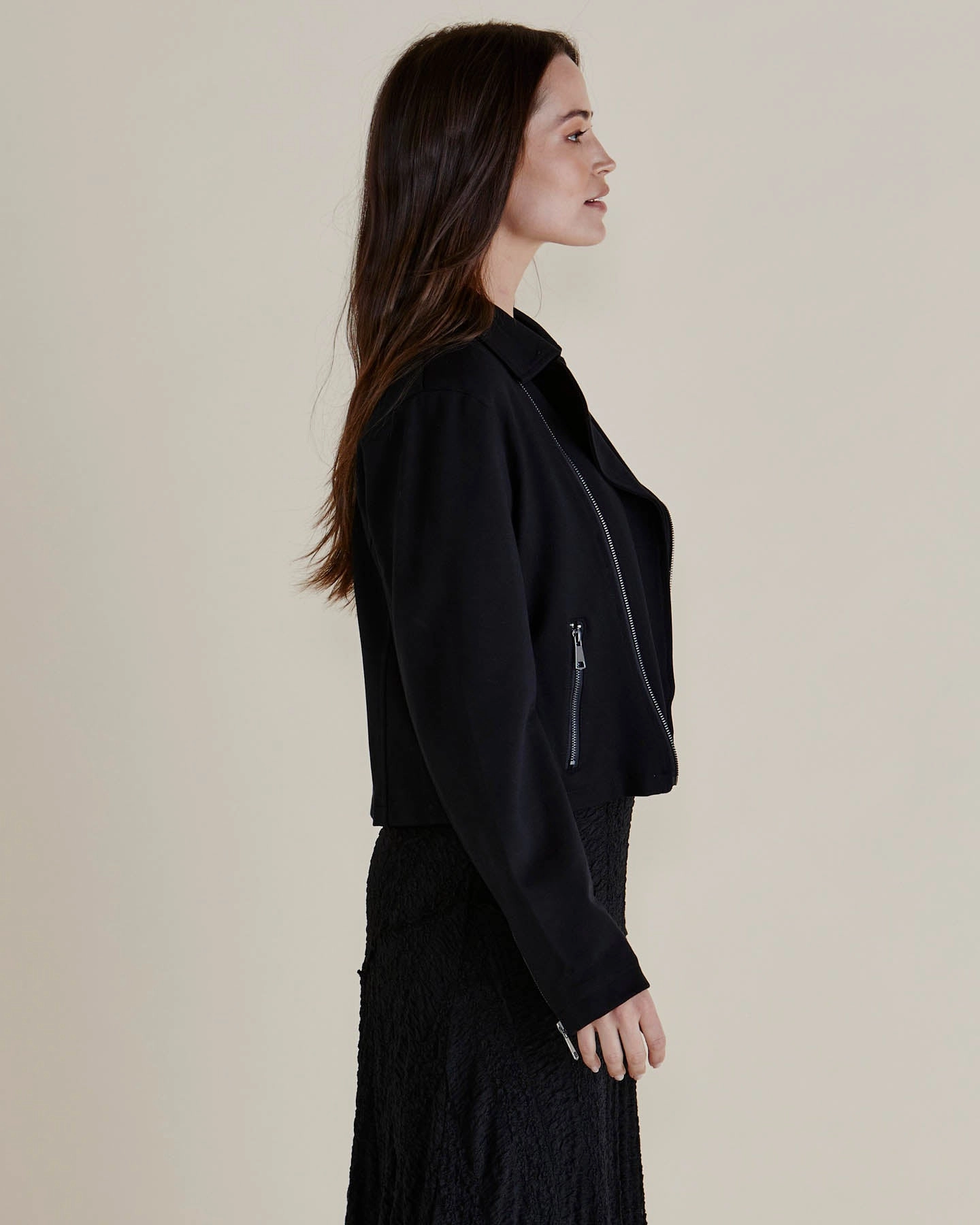 Betty Basics Aurora Ponte Biker Jacket Black Windbreaker Style