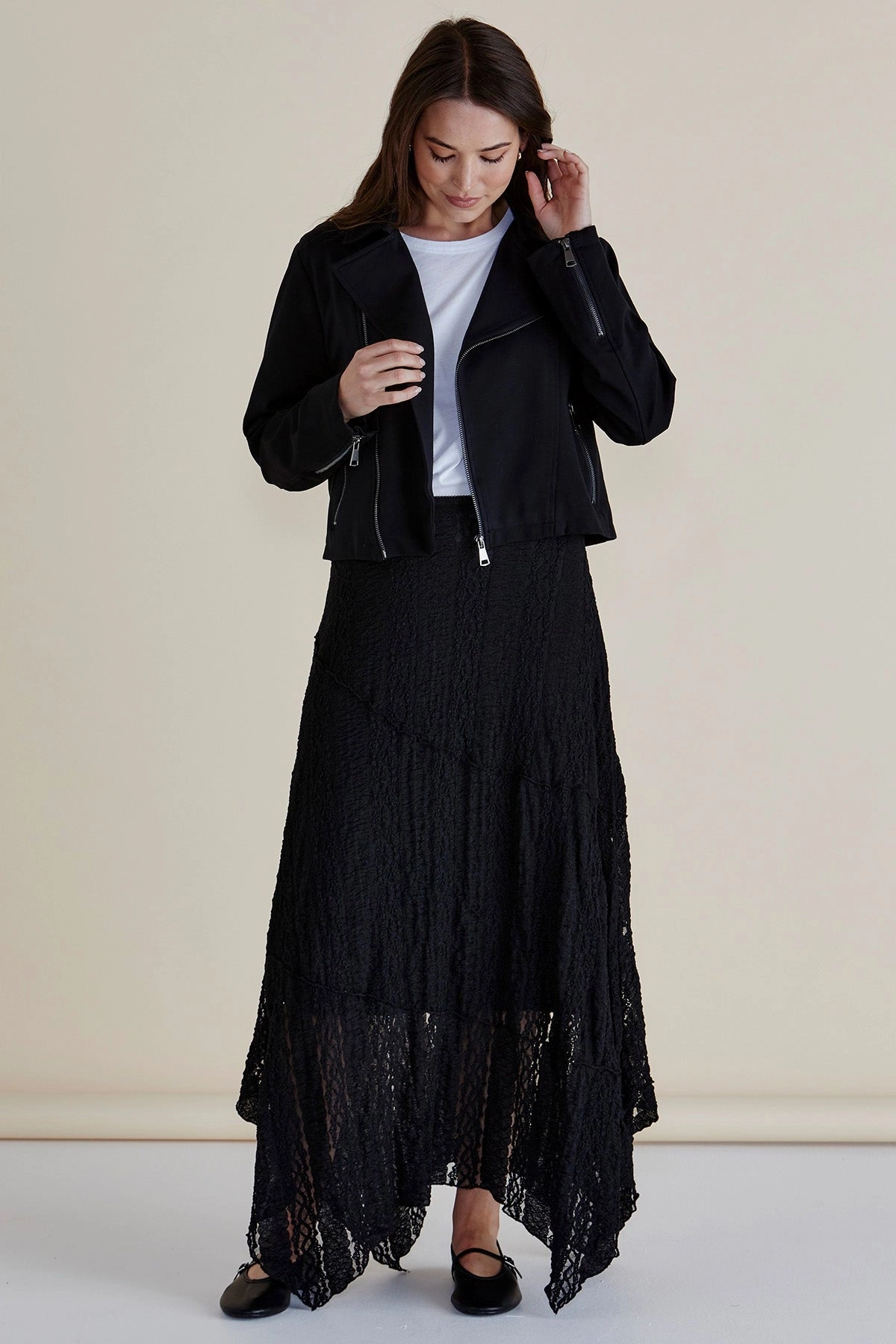 Betty Basics Aurora Ponte Biker Jacket Black Daily Wear