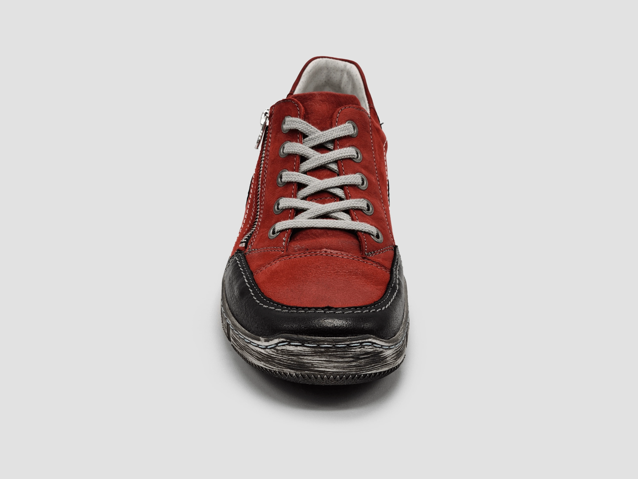 Easy Lifestyle Men's Comfort Zip-Up Leather Shoes - Red