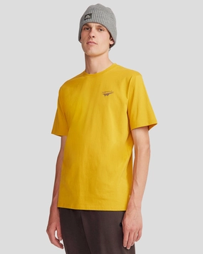 Sporty Hoodie Garment Washed Men's Lizard Organic Cotton T-shirt - Golden