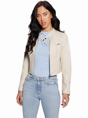 Long Sleeves White Anita Moto Jacket