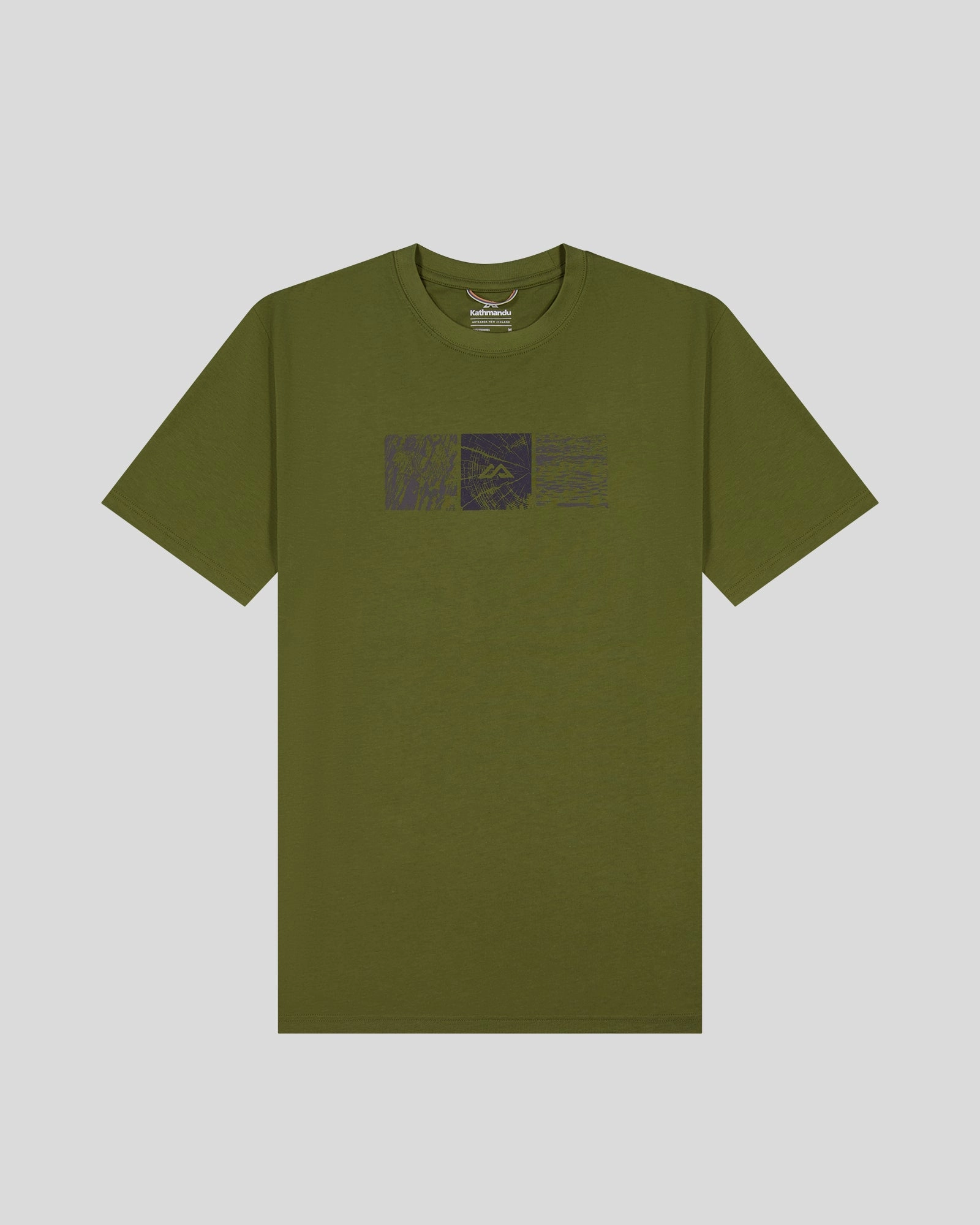 SlimFit Non Closure Collar Men's Photo Scape Organic Cotton T-Shirt - Dark Fern