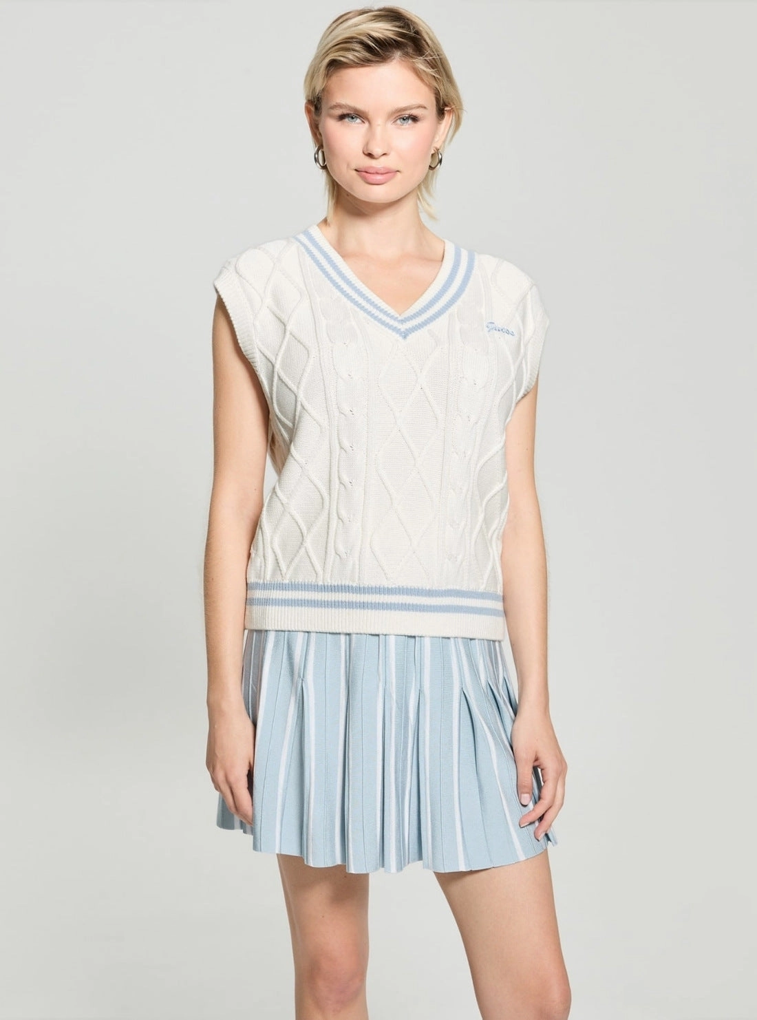 Eco White Active Sweater Vest Adjustable Hemline