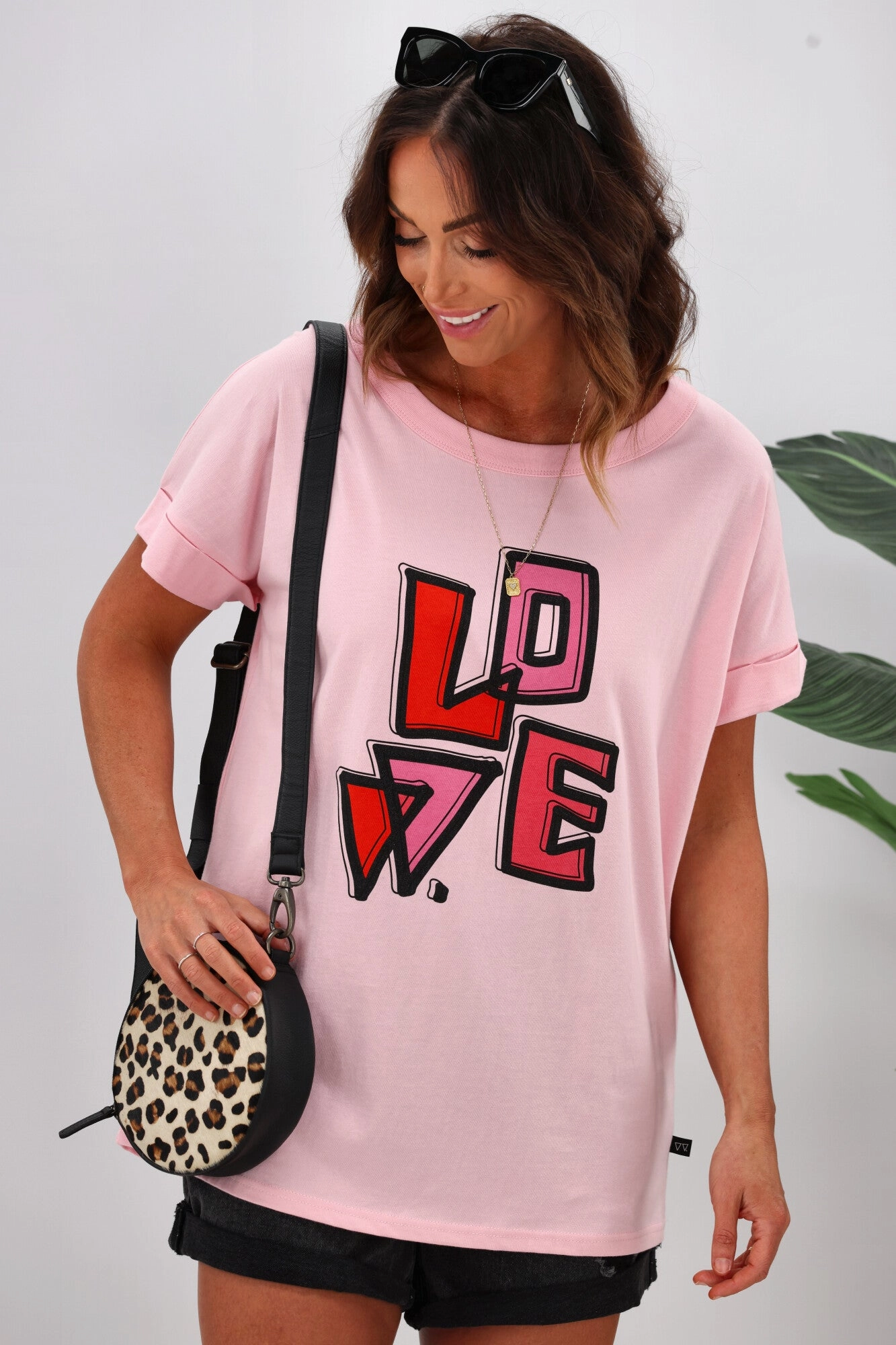 Casual Chic Rebel Club by Shine On Heartfelt Love Cap Sleeve Tee Pink