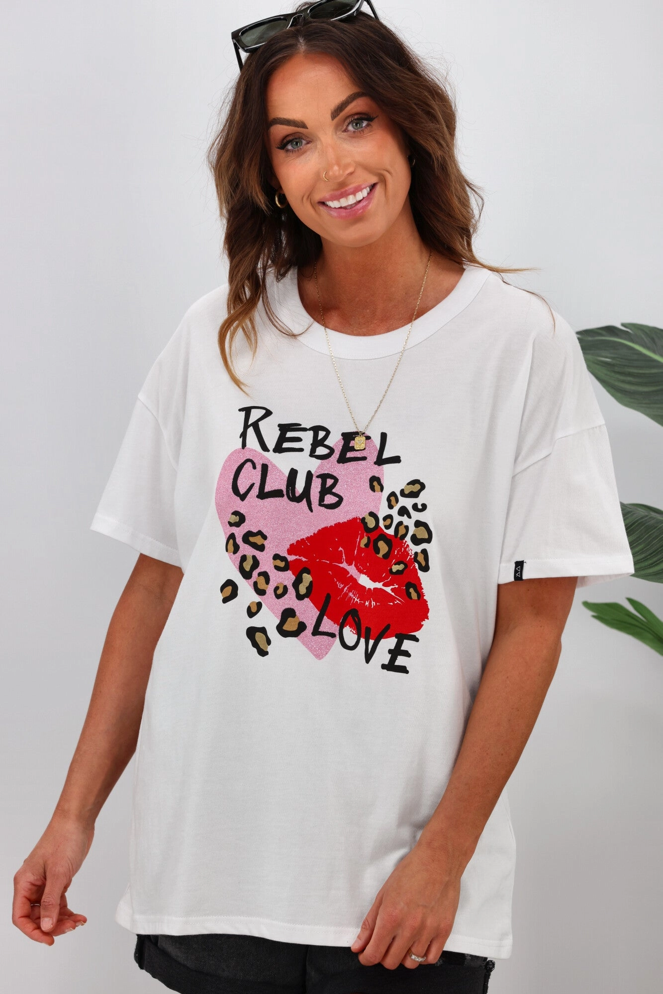 Rebel Club by Shine On Sweetheart Boyfriend Tee White Skin Friendly Lining Sun Protection