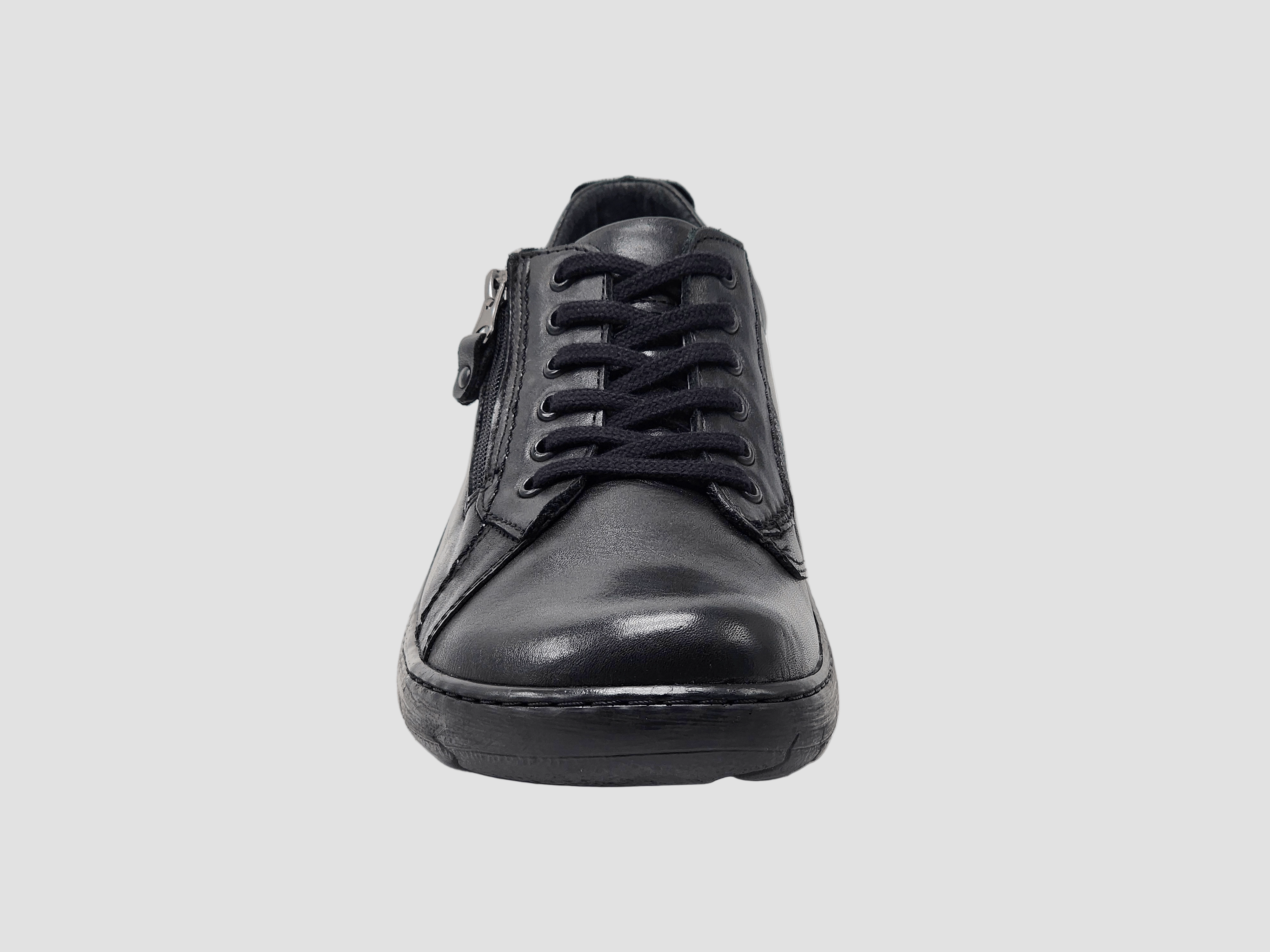 Men's Original Zip-Up Leather Shoes - Black Breathable mesh upper Running Shoes