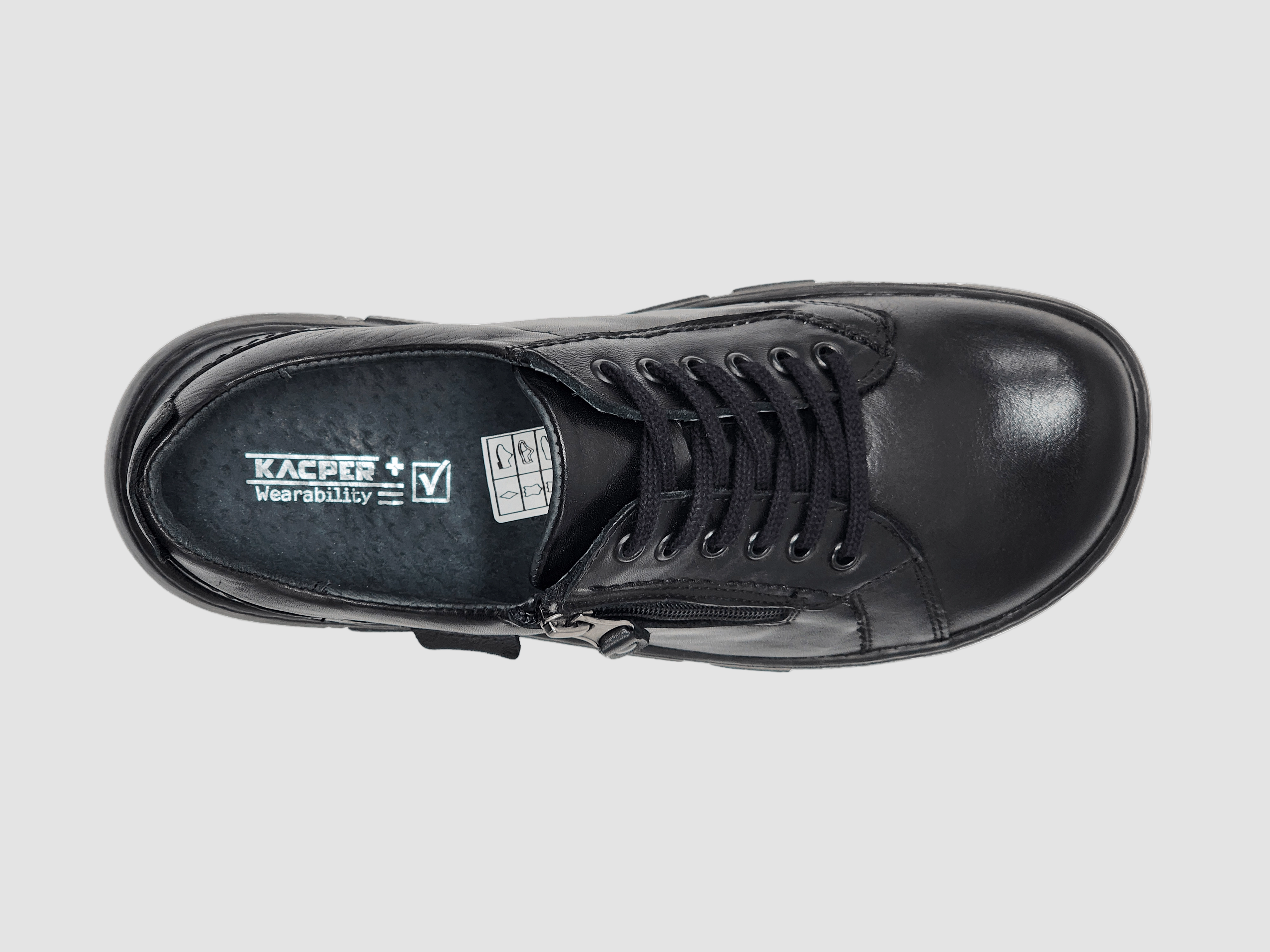 Kick Hike Men's Original Zip-Up Leather Shoes - Black