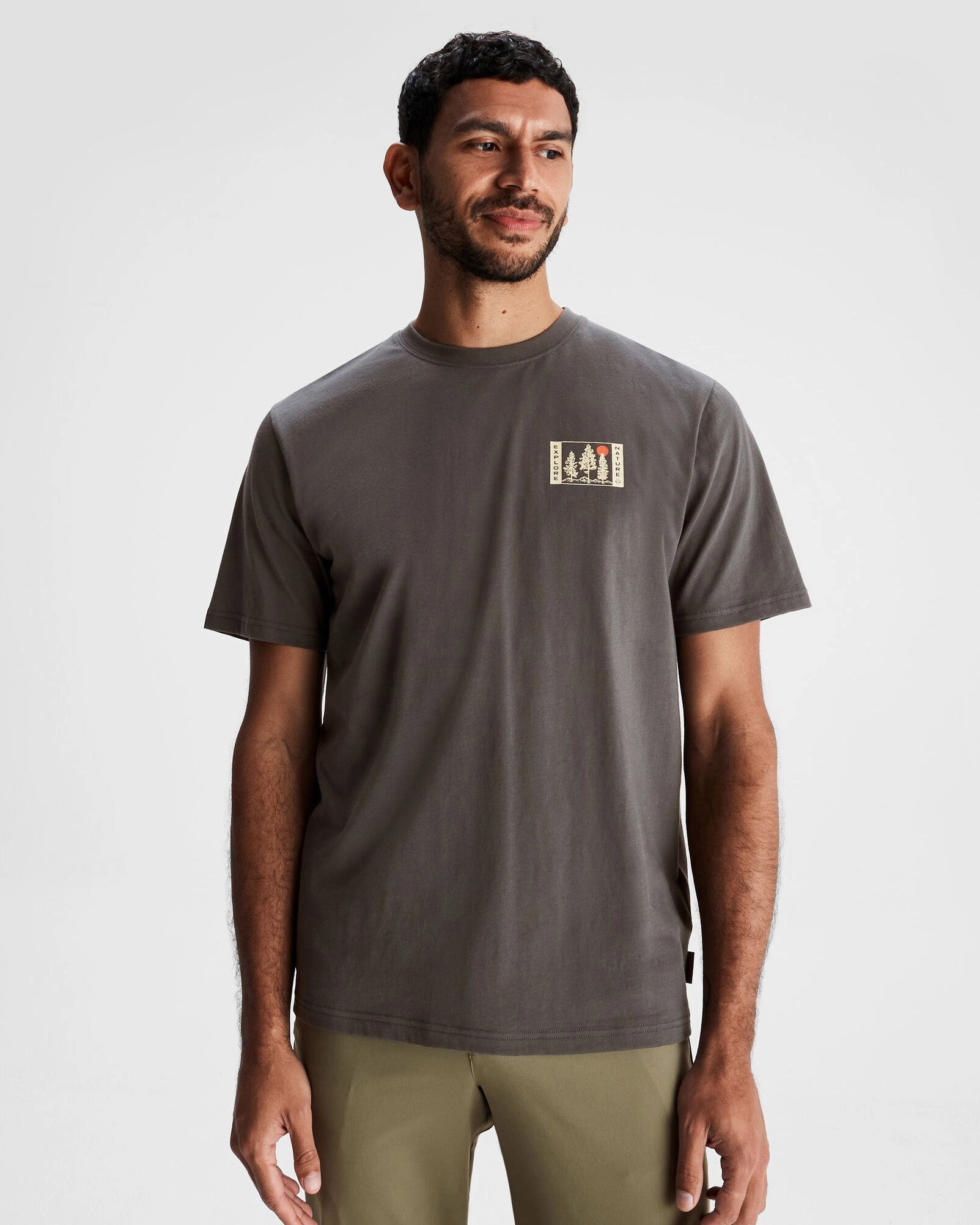 Men's Explore Nature Organic Cotton T-shirt - Shale Ventilated Mesh Panels