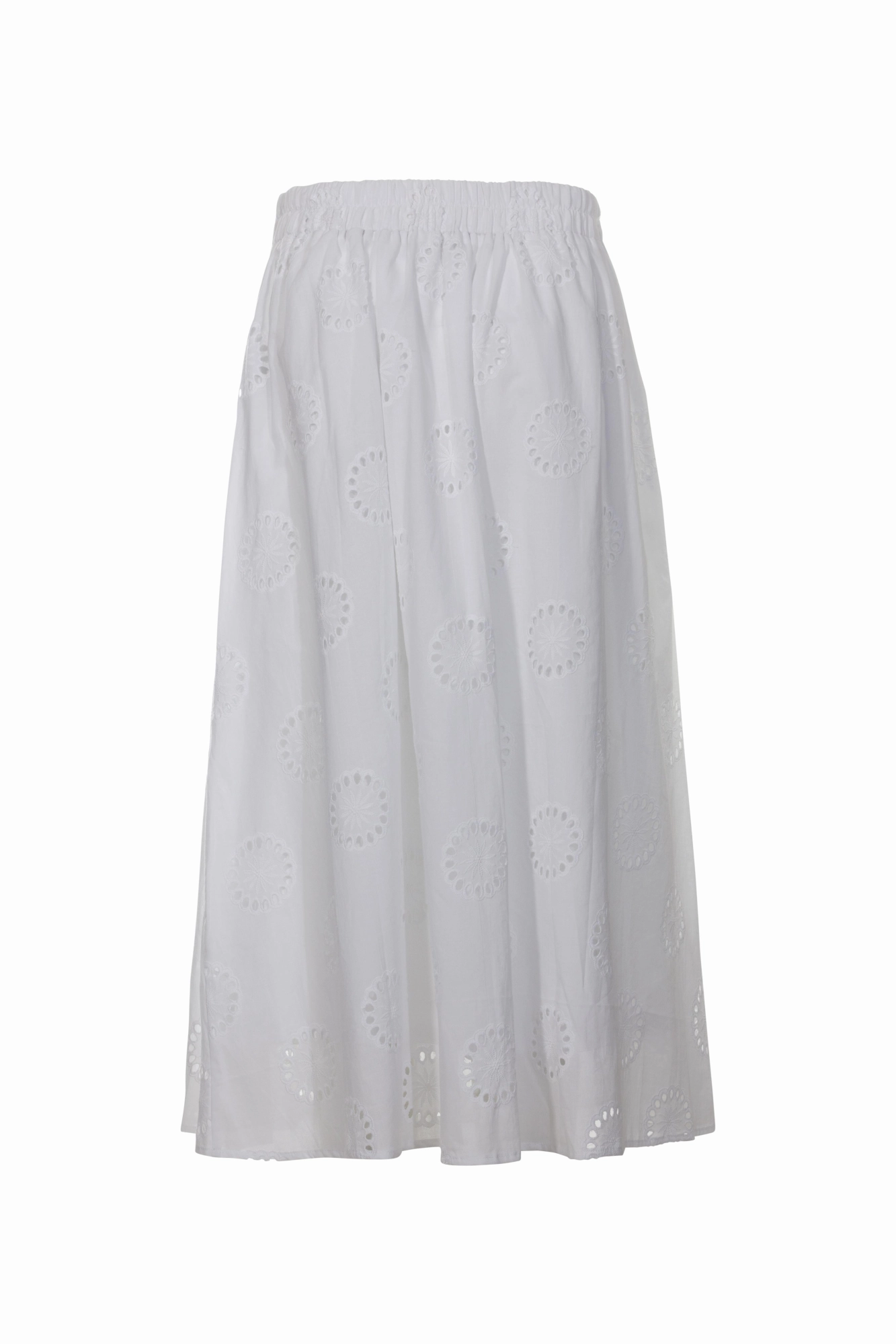 Embroidered Cotton pull on Skirt | WHITE | 6413AR Two Tone Trim
