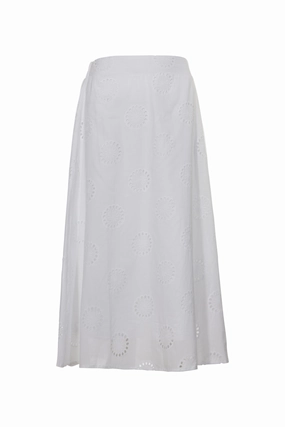 high contrast Embroidered Cotton pull on Skirt | WHITE | 6413AR