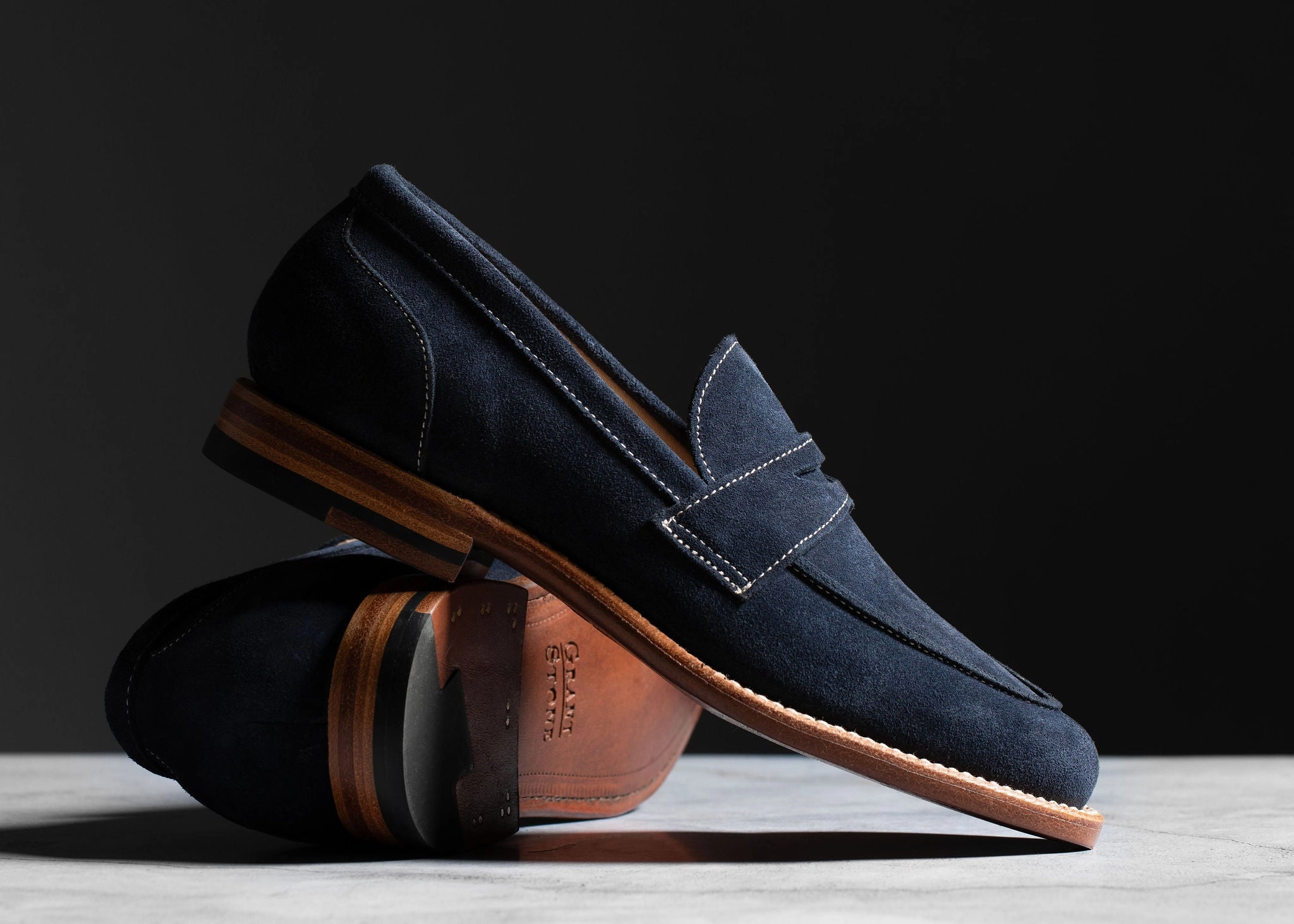 Clara Penny Loafer Midnight Suede Stride Ease Subtle Class