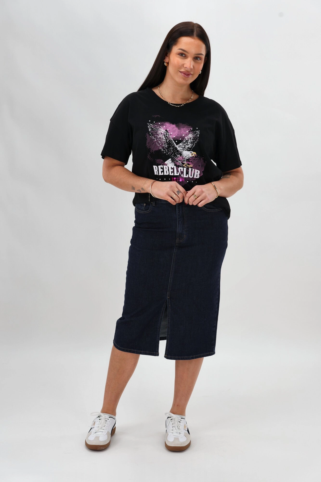 Timeless Trend Shine On Label Zekhani New Denim Skirt Raw Indigo