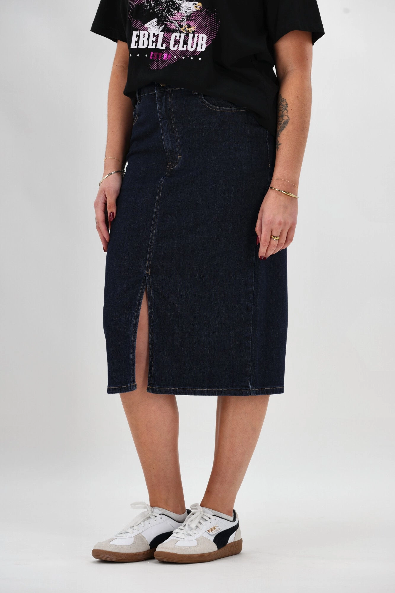 Shine On Label Zekhani New Denim Skirt Raw Indigo Plus size option Neat Fit