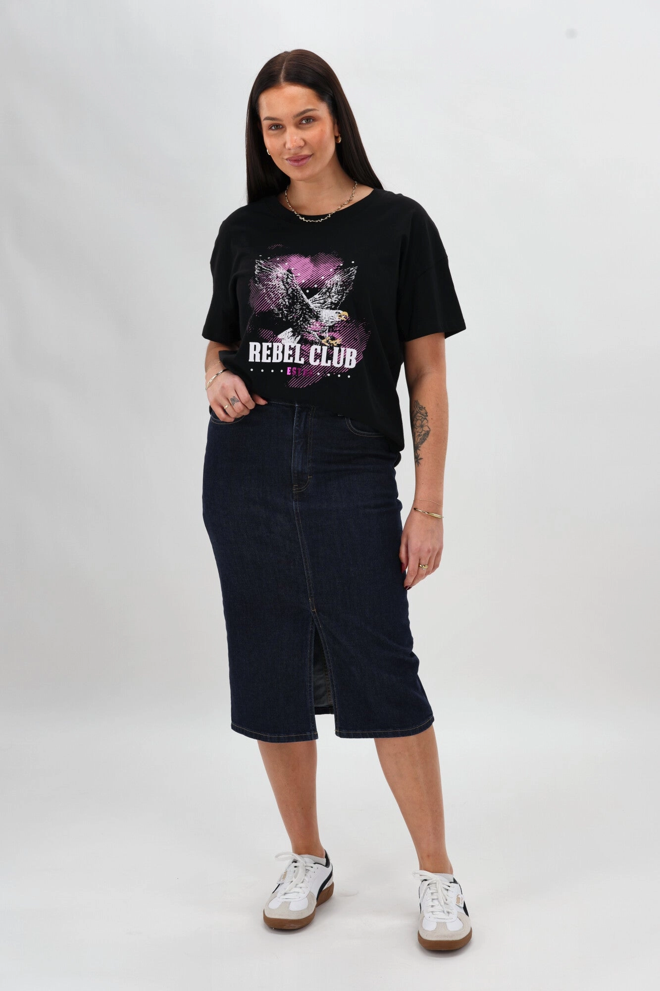Shine On Label Zekhani New Denim Skirt Raw Indigo Modern Outfit