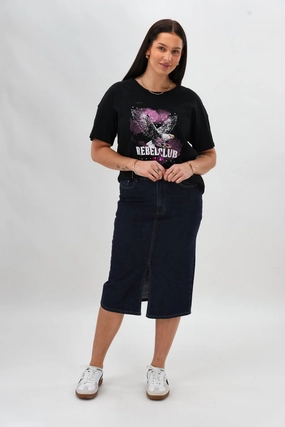 Timeless Trend Shine On Label Zekhani New Denim Skirt Raw Indigo