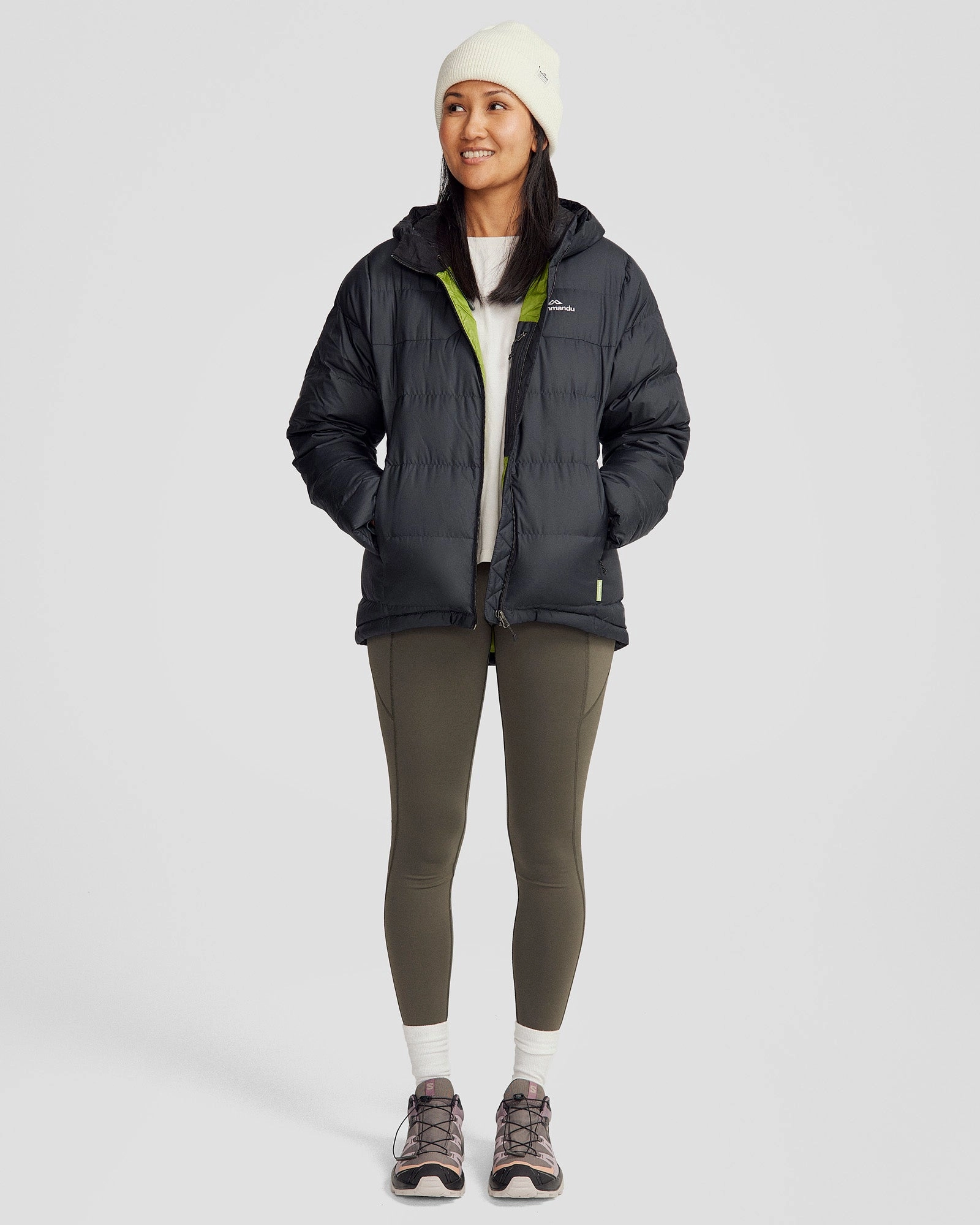 Quilted Interior Reflective Detailing Women's Epiq Hooded Down Jacket - Black