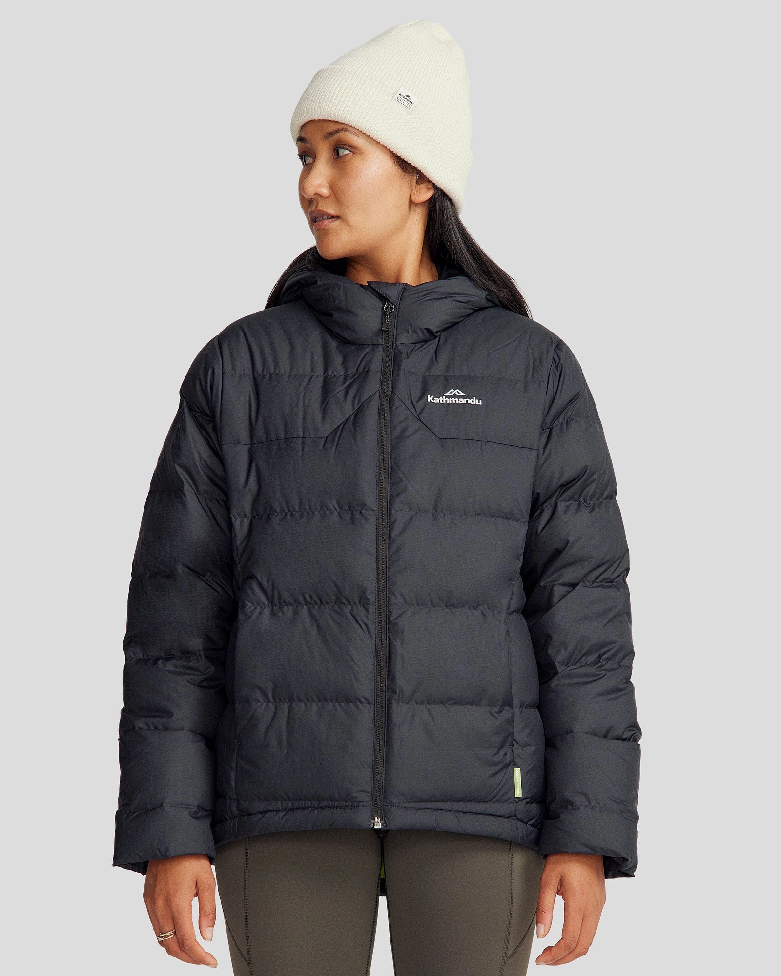 Women's Epiq Hooded Down Jacket - Black High Loft Insulation Warm Lining