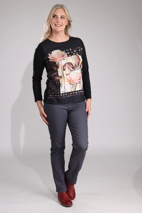 Stretch Soft Regular Coloured Denim Jeans | CHARCOAL | 6907B1