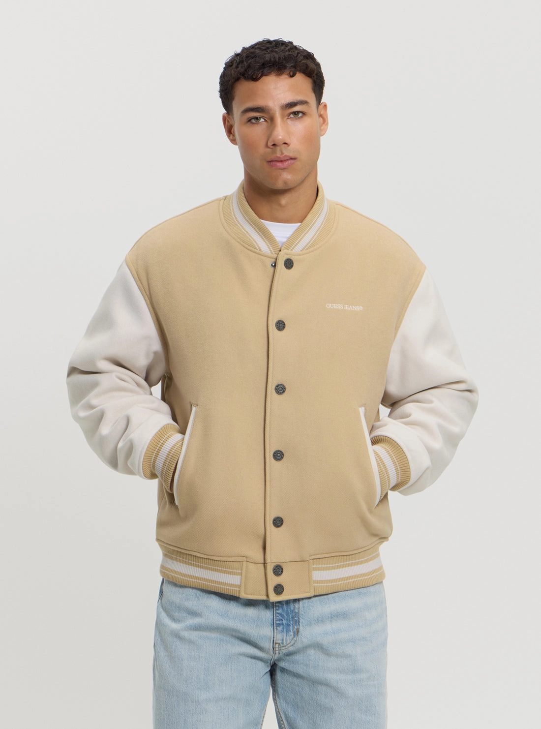 Everyday Active Style GUESS Jeans Beige Bomber Jacket