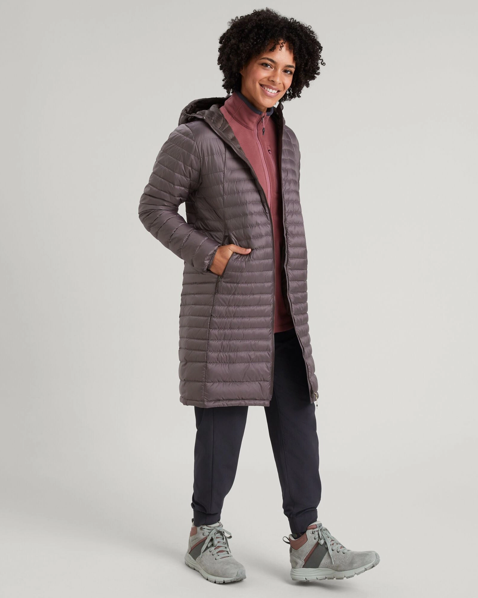 Velcro Fasten Wrinkle Free Exterior Women's Heli R Down Parka Jacket - Light Quartz