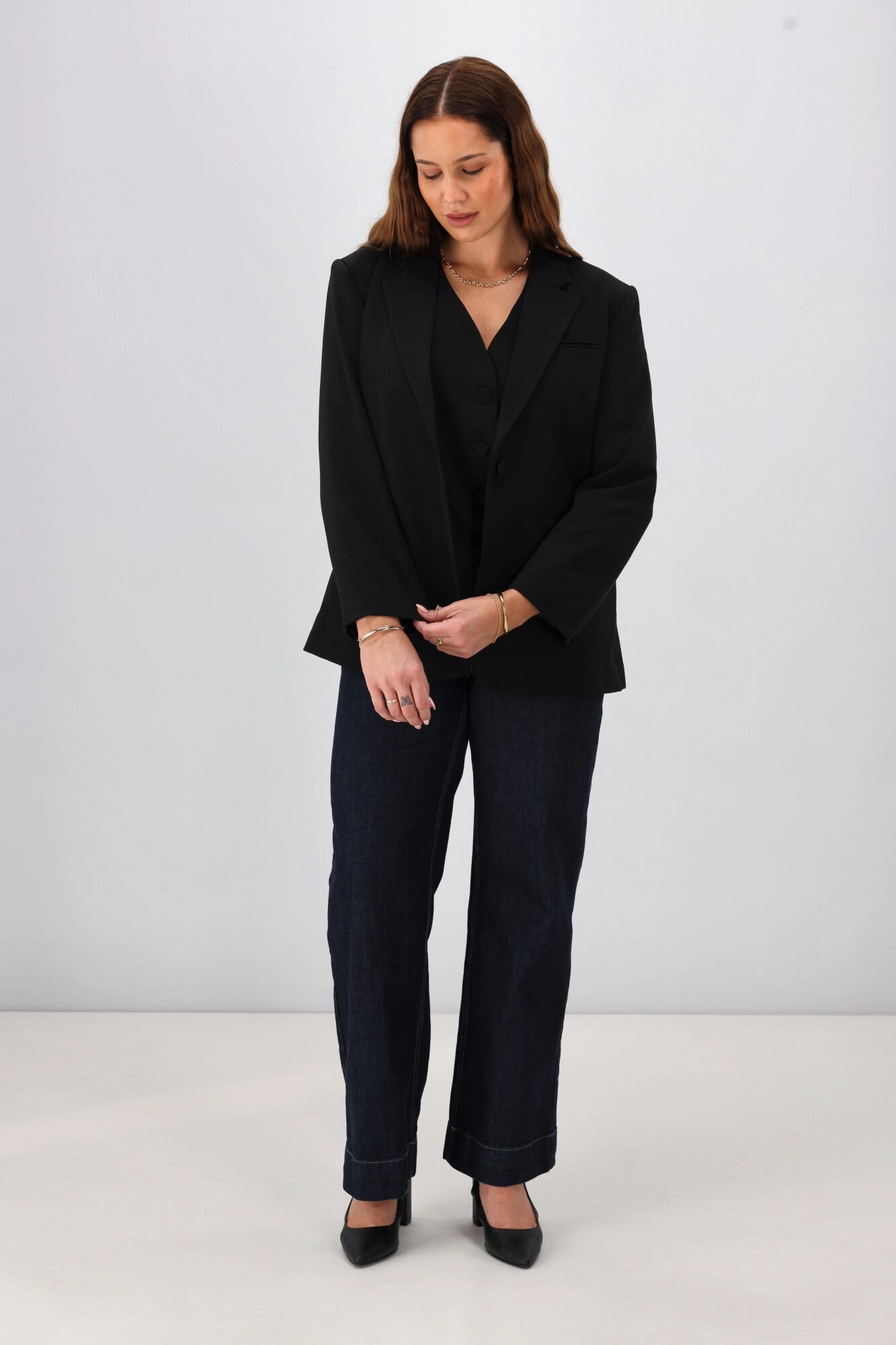 Gloss by Shine On Nerio Blazer with Tie Black Eco Certified Textile