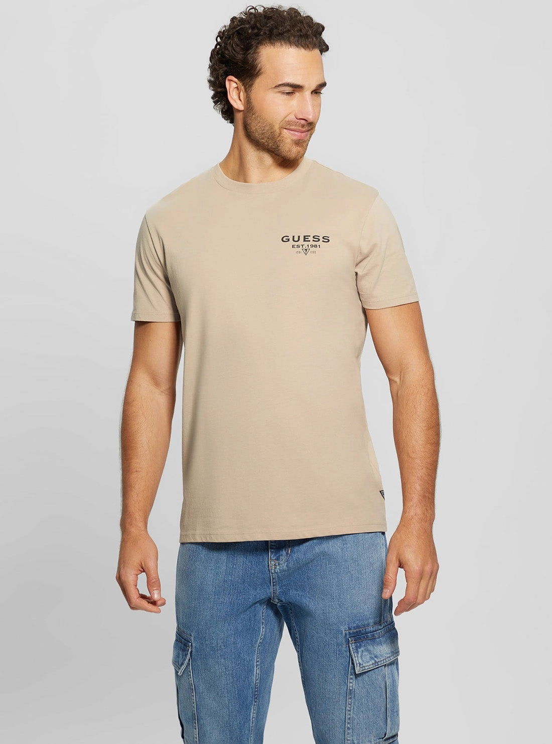 Eco Beige Basic Classic Logo T-Shirt Fade Resistant Treatment