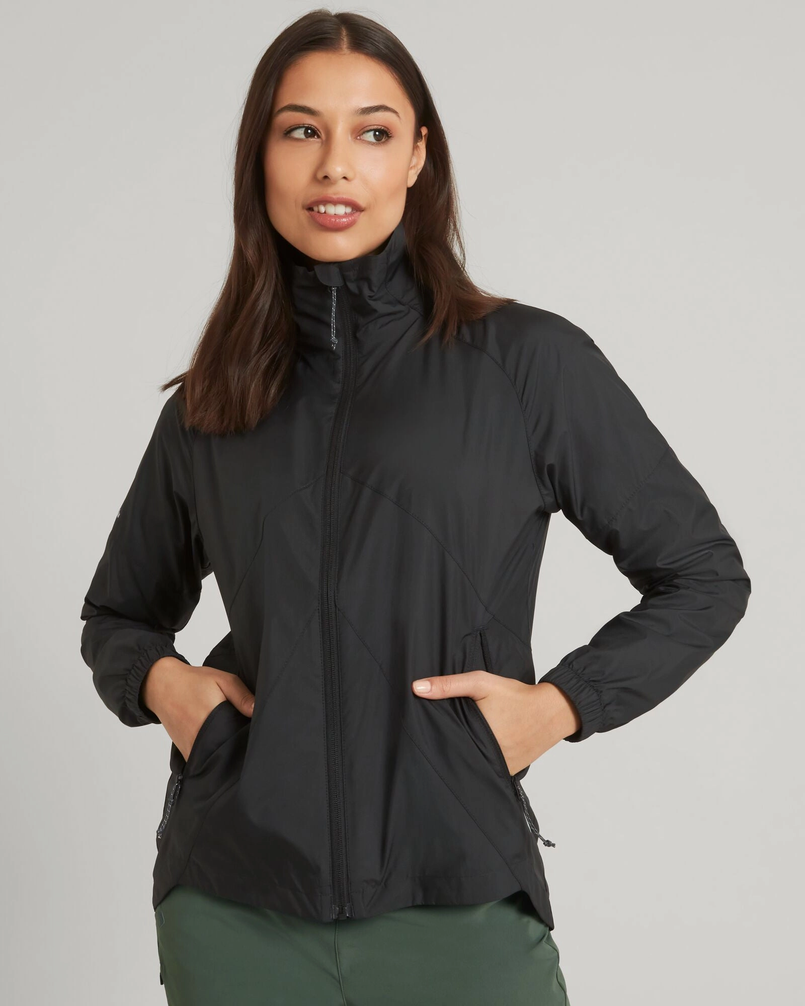 QuickAccessPockets Hypoallergenic Fabric Blend WND-Chaser Women's Windbreaker Jacket - Black