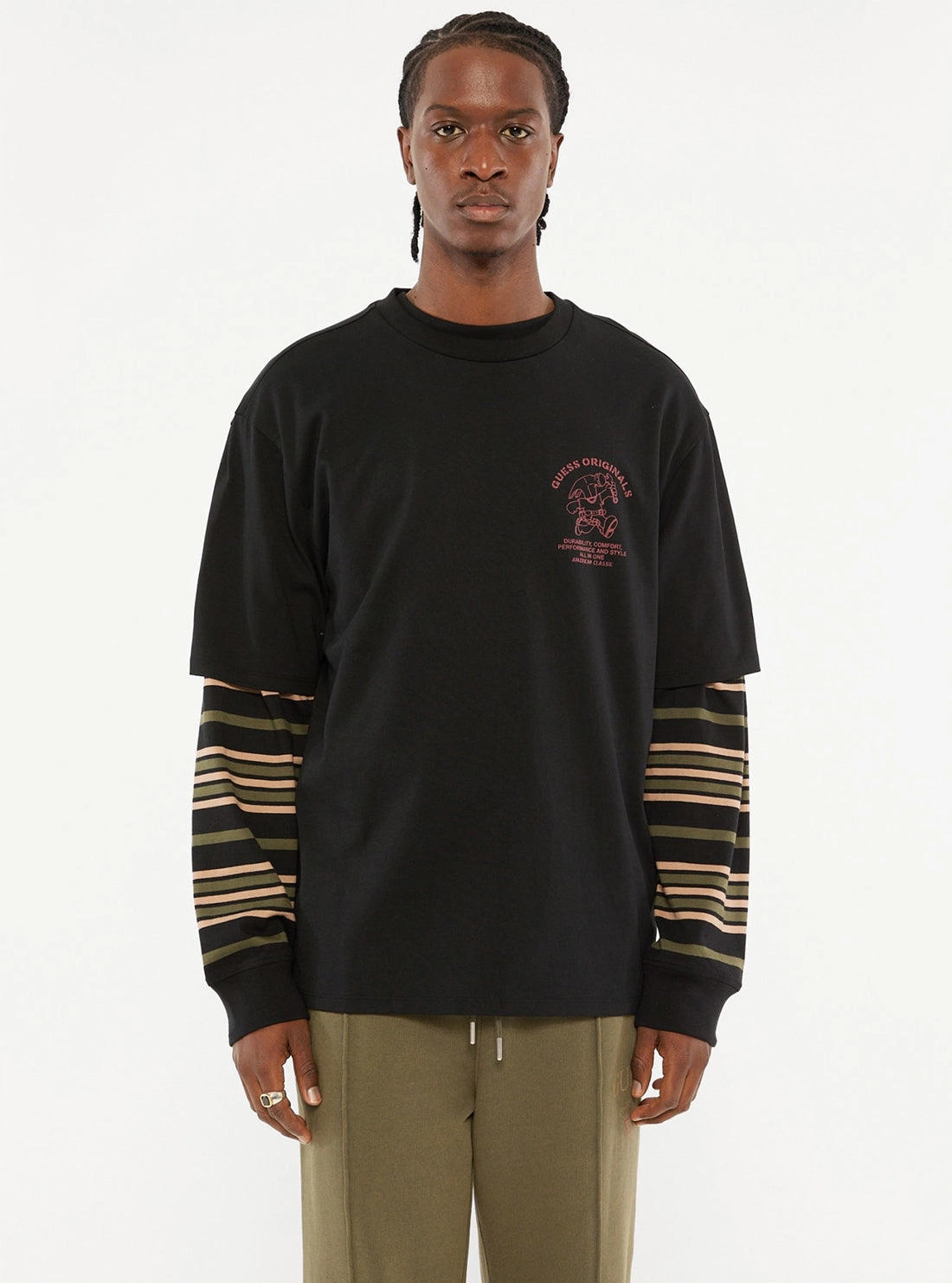 GUESS Originals Carpenter Shop Tee All Over Print Technique Trendy Sweater