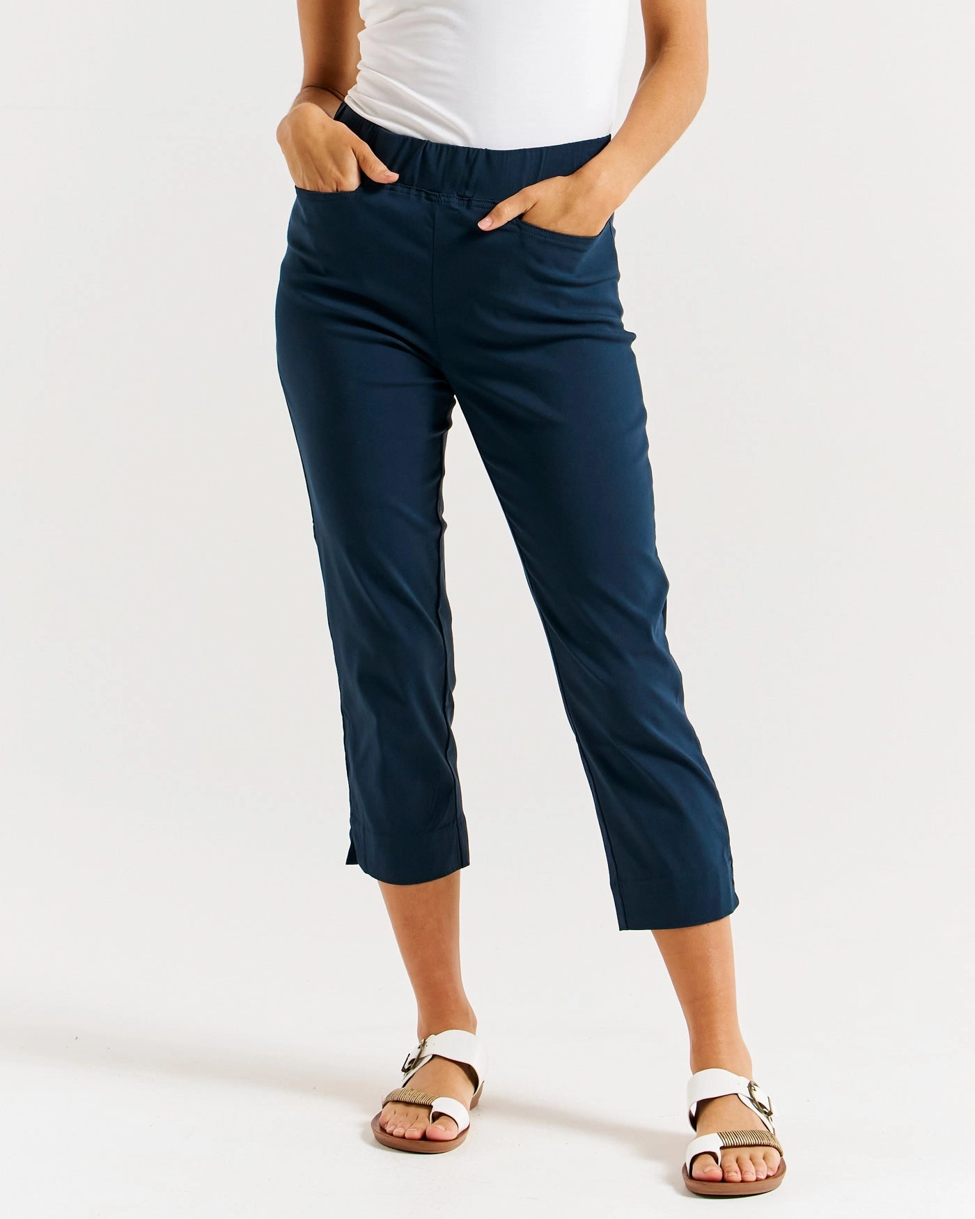 Flexible Wear City Walk Pro Athlete Moisture Wicking Betty Basics Crop Bengaline Pant Navy