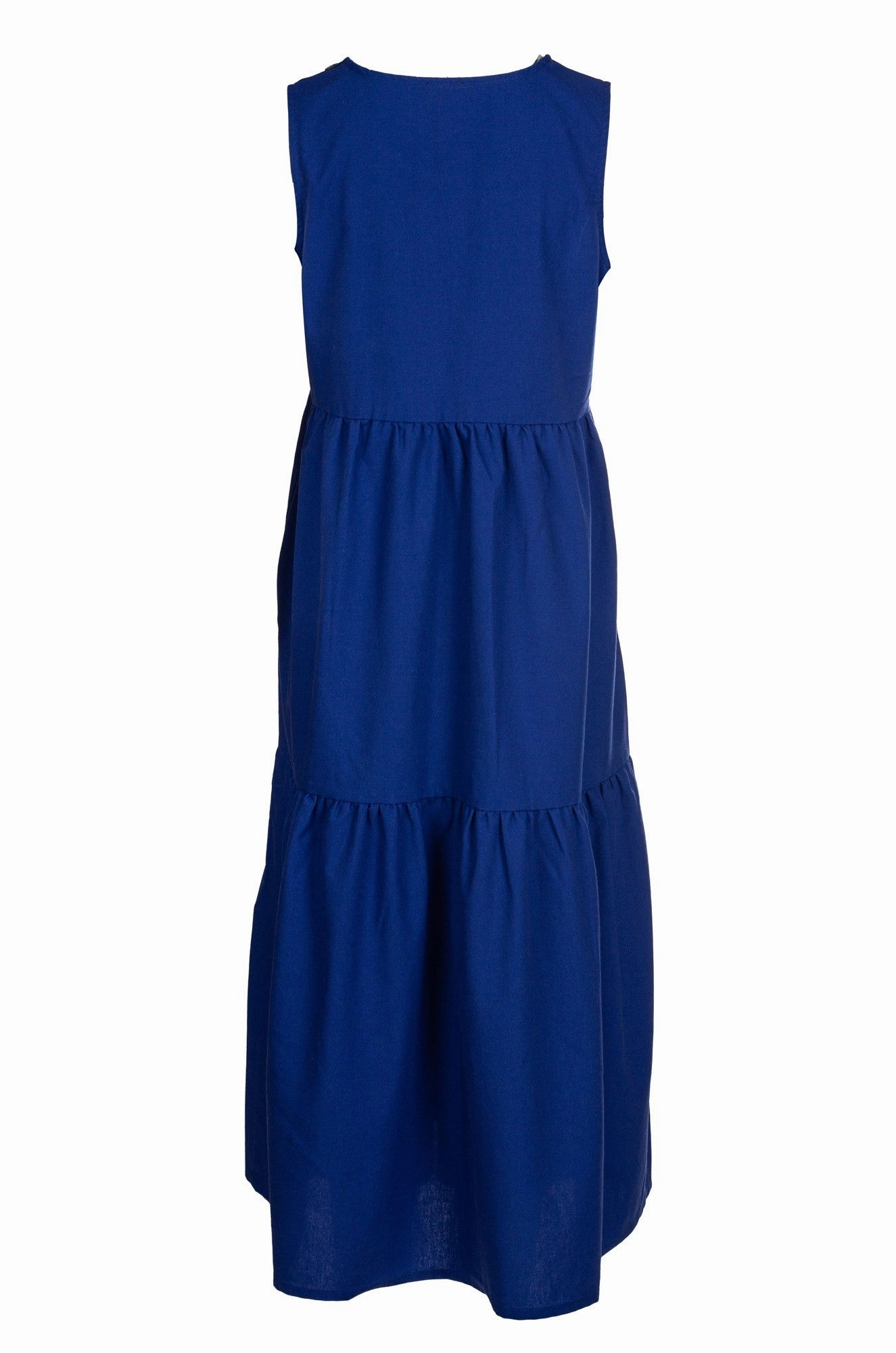 Dreamy Drape Photo Light Cotton Linen Blend Dress | MED BLUE | 6777A1