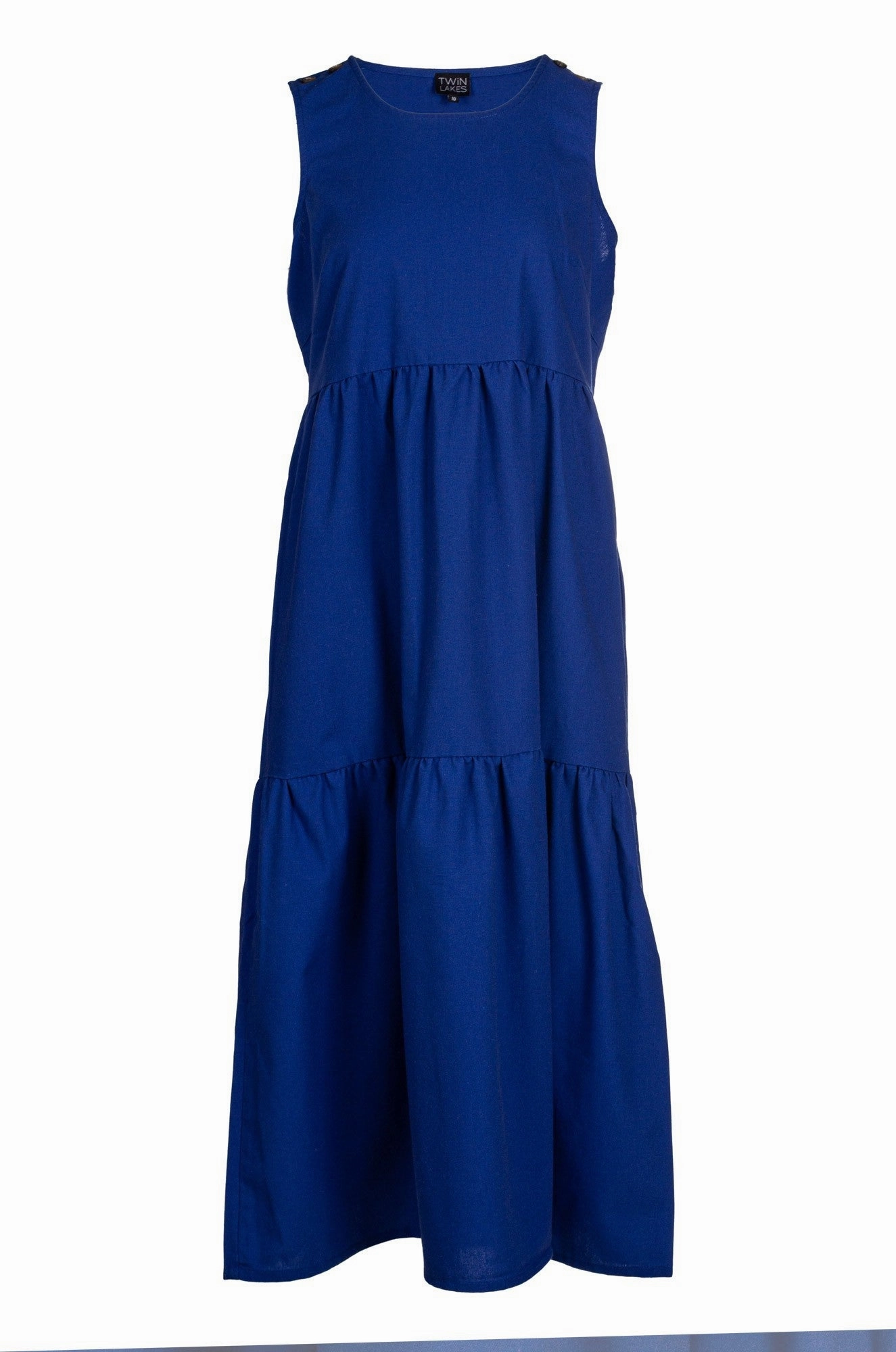 Quick Elegance Cotton Linen Blend Dress | MED BLUE | 6777A1